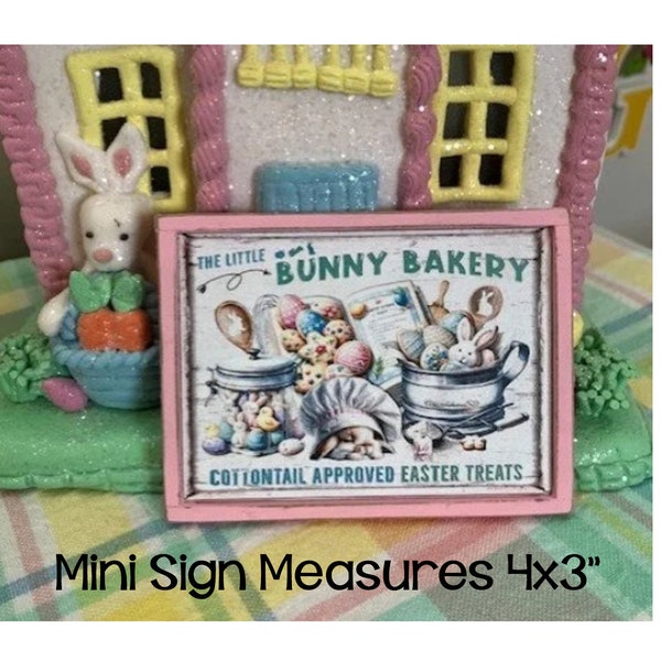 The Little Bunny Bakery mini wood sign for Easter/Spring tiered trays