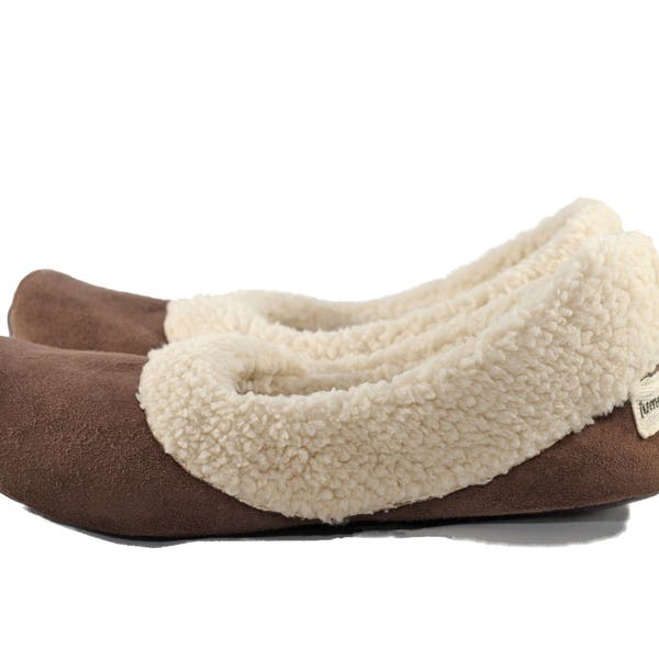 Women's Slippers - Sherpa Slippers - Soft Sole Shoes - Chocolate