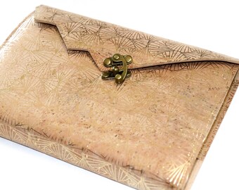 Art Deco cork journal cover, eco friendly