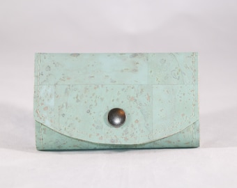 Mint cork business card wallet, minimalist wallet