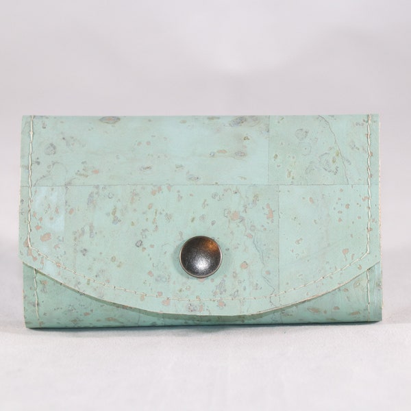 Mint cork business card wallet, minimalist wallet