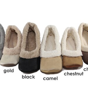 Women's Sherpa Slippers Women's Slippers with Soles Soft Sole Shoes Women Chestnut image 4