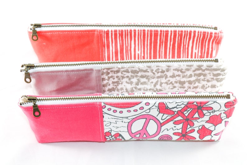 pencil bag canvas zippered pencil case pencil pouch for teachers Pencil case for girls hot pink canvas pencil case school pencil pouch