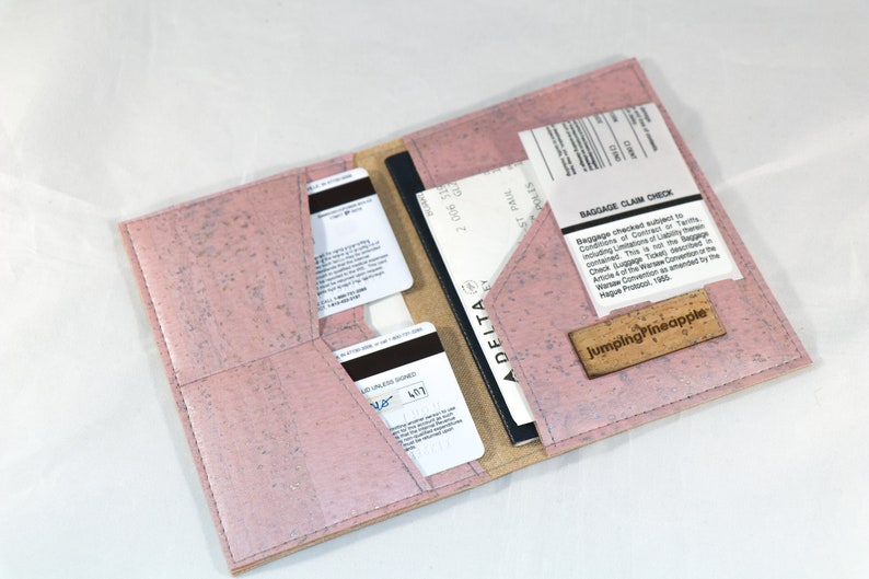 Passport cover, RFID passport holder, Vegan wallet minimalist, Third anniversary leather, Passport wallet vegan, Travel wallet, Rose gold image 1