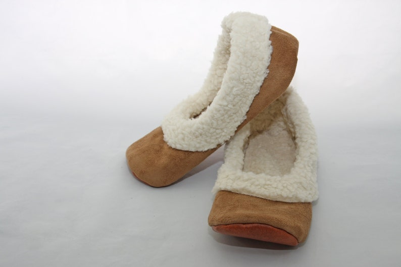 Pantuflas Mujer Sherpa Pantuflas Mujer con Suela Zapatos Suela Blanda Mujer Castaño imagen 2