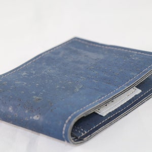 Cartera de hombres vegano hombres, Billetera Bifold para hombres, Cartera de cuero de corcho, Nuevo trabajo regalo hombres, Vegano cuero cartera hombres, carteras RFID para los hombres, Marina