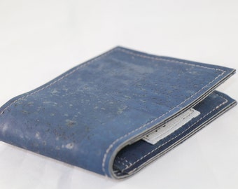 Mens wallet vegan men, Bifold wallet for men, Cork leather wallet, New job gift men, Vegan leather wallet men, RFID wallets for men, Navy