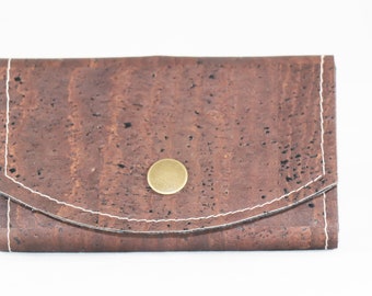 Chocolate brown cork business card wallet, minimalist wallet