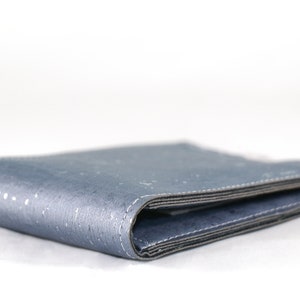 Monedero de los hombres cartera de cuero doble, hombres de la cartera de cuero vegano, los hombres de la cartera RFID, nuevo regalo de trabajo para él, cartera Bifold, acero gris