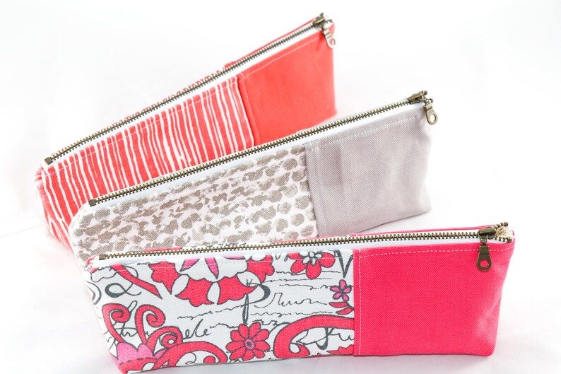 pencil bag canvas zippered pencil case pencil pouch for teachers Pencil case for girls hot pink canvas pencil case school pencil pouch