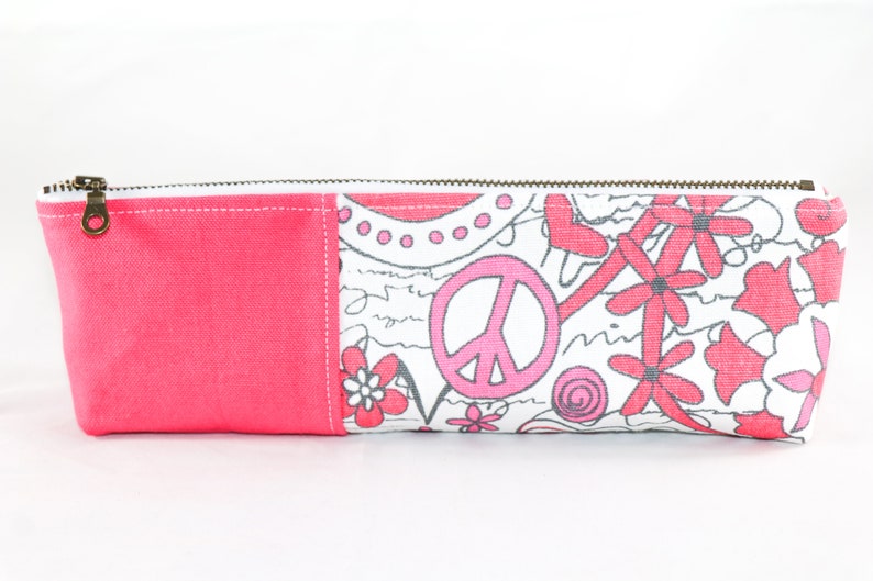 pencil bag canvas zippered pencil case pencil pouch for teachers Pencil case for girls hot pink canvas pencil case school pencil pouch