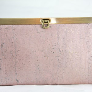 Monedero de corcho para mujer, monedero de embrague oro rosa, monedero ecológico, billetera vegana, bolso sostenible, monedero pequeño para teléfono celular