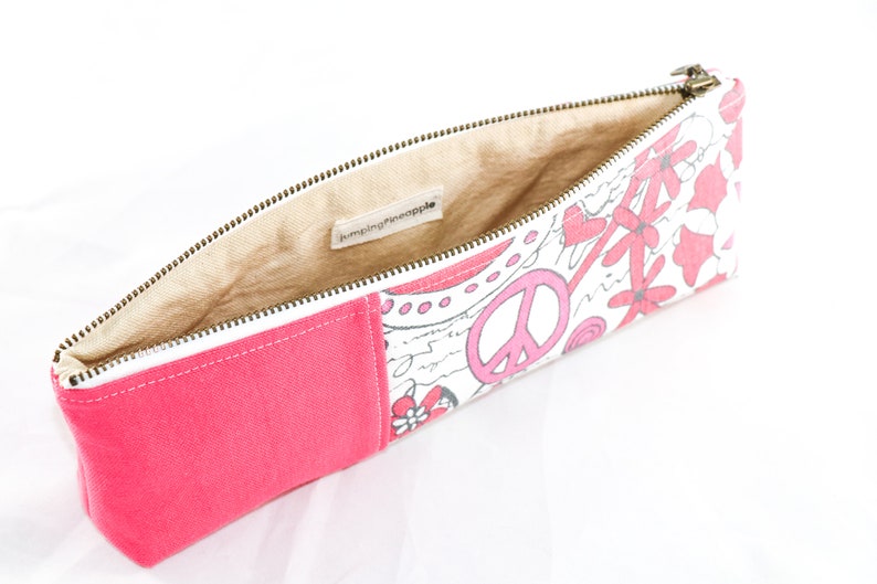pencil bag canvas zippered pencil case pencil pouch for teachers Pencil case for girls hot pink canvas pencil case school pencil pouch