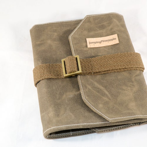 Large Waxed Canvas Bullet Journal Pouch Roll up Pencil Case Etsy
