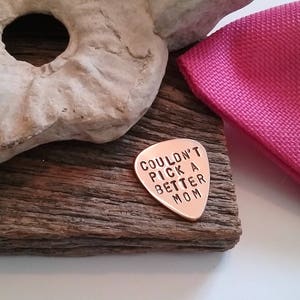 Stamped Guitar Pick Mother's Day Gift Mommy Daughter Gift To Mom from Son Birthday Gift Grandma Custom Guitarist Gift for Stepmom Music Gift image 1