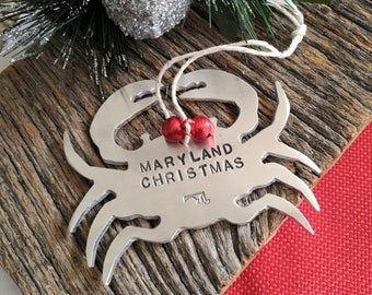Maryland Ornament Personalized Christmas Ornament Maryland Crab Ornament Beach Ornament Cottage Chic Seashore Home Souvenir Trinkets For Her
