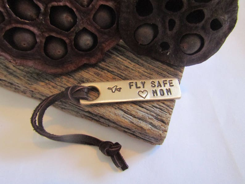 Fly Safe Keychain for Mom Christmas Gift Mom from Son Flight Gift Mother from Daughter Travel Gift for Her Personalized Luggage Bag Tag image 4