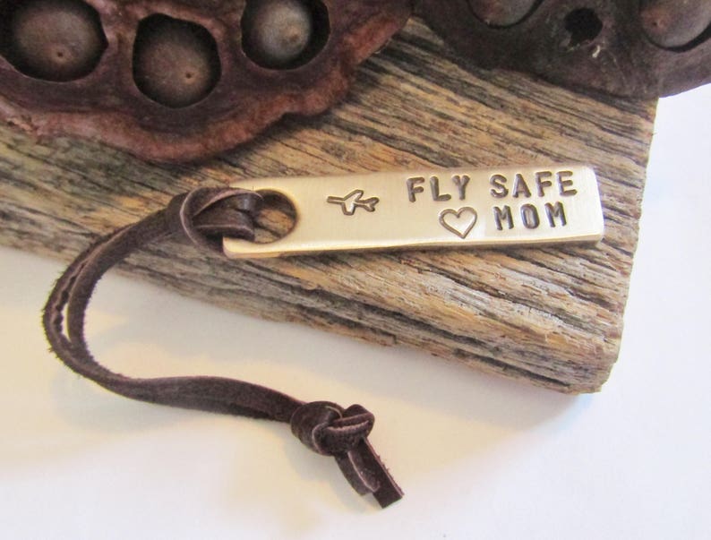 Fly Safe Keychain for Mom Christmas Gift Mom from Son Flight Gift Mother from Daughter Travel Gift for Her Personalized Luggage Bag Tag image 5