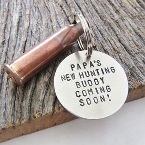 Papa's New Hunting Buddy Coming Soon Keychain for Grandpa Birth Announcement Gift Father's Day Present for Him New Baby Reveal Grandparents image 3