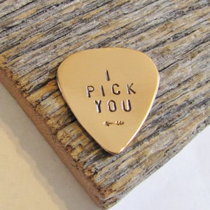 I Pick You Guitar Pick Him Guitar Pick Gift Personalized Guitar Pic Bronze Guitar Pick Silver Guitar Pick Brass Guitar Pick Copper Gift Men image 1