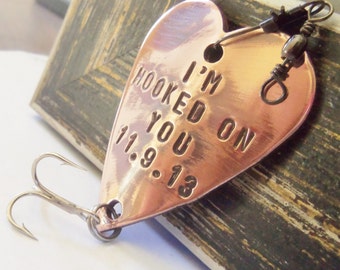 Hooked on You Fishing Lure Custom Men Gift Meaningful Gifts Birthday for Husband Love You for Boyfriend Outdoors Rustic Sports Man Spouse