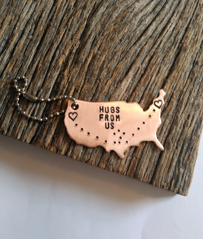 Hugs From Us Keychain Long Distance Parents Keyring Gift From - Etsy