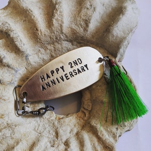 Happy 2nd Anniversary Fishing Lure Personalized Fishing Gift for Men 2 Year Wedding Anniversary Second Anniversary Him or Her Man and Wife