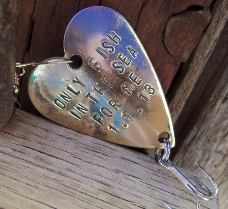 Anniversary Gift for Men Gift for Husband Fishing Custom Fishing Lure Engraved Birthday Beach Ocean Wedding Handstamp Heart Gift Girlfriend