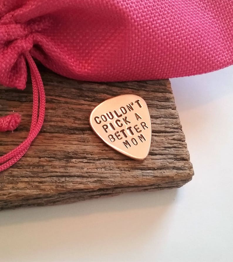 Stamped Guitar Pick Mother's Day Gift Mommy Daughter Gift To Mom from Son Birthday Gift Grandma Custom Guitarist Gift for Stepmom Music Gift image 4