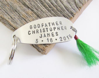 Godfather Gift for Godfather Keychain Fishing Lure New Godparent Boy Baptism Gift Godparents Asking Gift Godmother Will you Be My Godfather