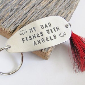 Fathers Day Gift for Son Fishing Lure Keychain Personalized Loss of a Father Memorial Gift Dad Keyring In Memory of Dad Fathers Day Fishing image 4