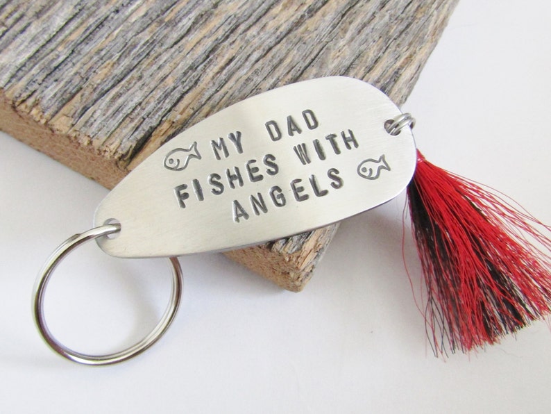 Fathers Day Gift for Son Fishing Lure Keychain Personalized Loss of a Father Memorial Gift Dad Keyring In Memory of Dad Fathers Day Fishing zdjęcie 4