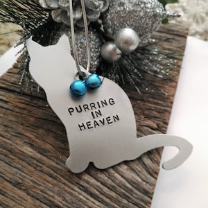 Cat Christmas Ornament Memorial Ornament Loss of Cat Loving Memory Gift Purring In Heaven Death of Kitten Handstamped Kitty Cat Lover Gift