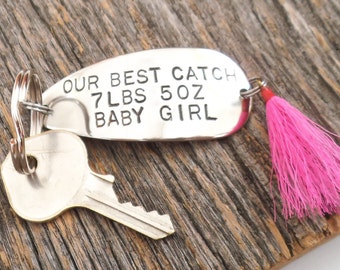 New Parents Gift for Daddy Keychain for Men Custom Key Chain for Husband Baby Gift Mom To Be Mother's Day for Mommy Fishing Baby Shower Gift