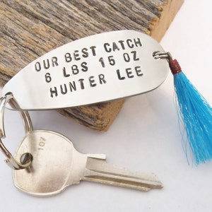 Dad Keychain New Dad Fathers Day Gift from Boy New Daddy Gift Dad Key Chain Father's Day Marine Dad Army Dad Naval Dad Fishing Lure Keychain image 2