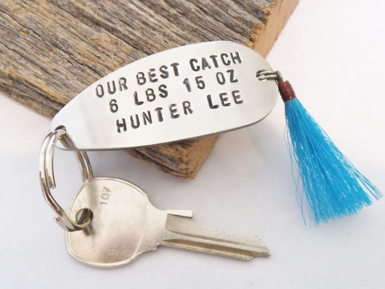 Dad Keychain New Dad Fathers Day Gift from Boy New Daddy Gift Dad Key Chain Father's Day Marine Dad Army Dad Naval Dad Fishing Lure Keychain image 2