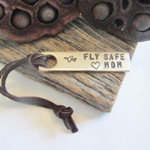 Fly Safe Keychain for Mom Christmas Gift Mom from Son Flight Gift Mother from Daughter Travel Gift for Her Personalized Luggage Bag Tag image 1