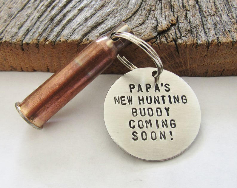 Papa's New Hunting Buddy Coming Soon Keychain for Grandpa Birth Announcement Gift Father's Day Present for Him New Baby Reveal Grandparents image 4