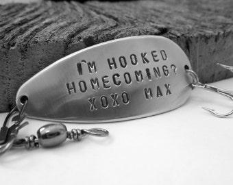 Creative Homecoming Dance Fishing Lure Promposal to Girl Proposal to Boy Unique Idea to Ask Her Him Will you go to Homecoming Boyfriend Date