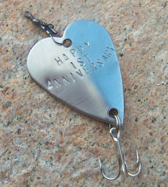 First Anniversary 1st Wedding Anniversary Fishing Gift Handstamped