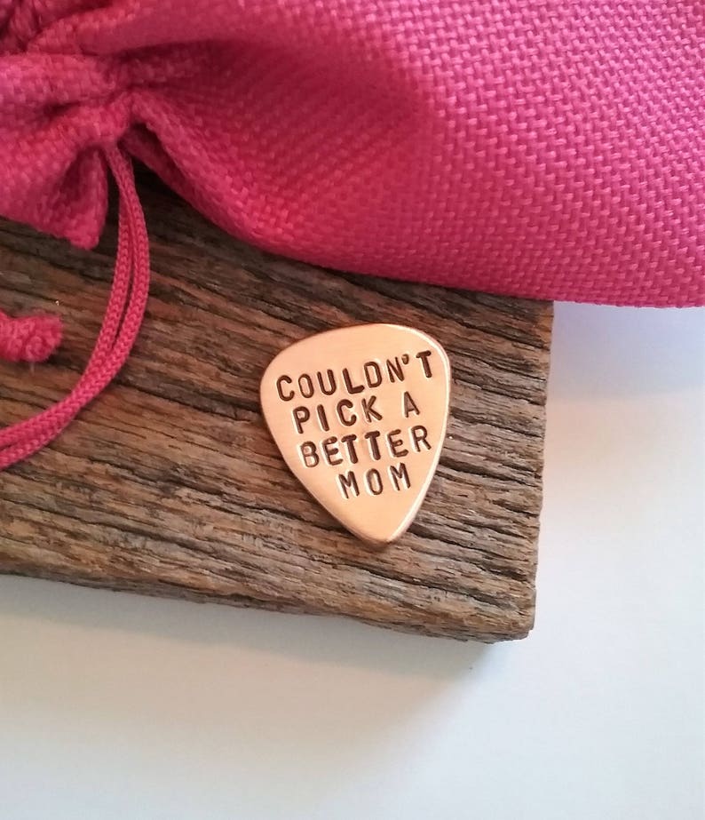 Stamped Guitar Pick Mother's Day Gift Mommy Daughter Gift To Mom from Son Birthday Gift Grandma Custom Guitarist Gift for Stepmom Music Gift image 5