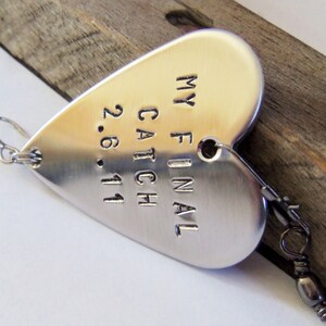 Boyfriend Gift for Men Custom Fishing Lure Handstamped Anniversary Husband Birthday For Him Wedding Day for Groom and Bride My Final Catch image 3