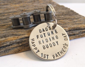 First Father's Day Keychain for Daddy Gift from Son Dad's Future Riding Buddy Keyring for Men Dirt Bike Motocross Keychain Personalized Gear