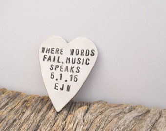 Personalized Guitar Picks Personalized for Him Boyfriend Gift for Anniversary Where Words Fail Music Speaks Custom Guitar Pick Husband Mens