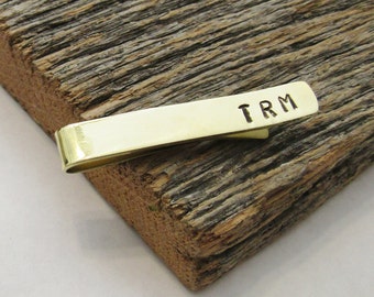 Initials Tie Bar Monogram Tie Clip Copper Tie Bar Bronze Tie Clip Customized Tie Clip Tie Accessory Gift for Groomsman Wedding Favors Men