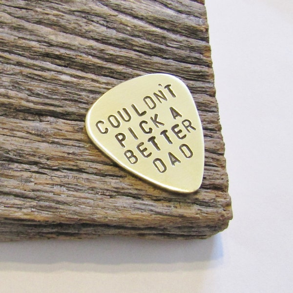 Hand Stamped Guitar Pick Father's Day Gift Daddy Daughter Gift To Dad from Son Birthday Gift Grandpa Custom Metal Plectrum Gift for Stepdad