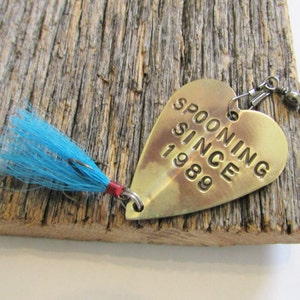 Anniversary Spoon Lure Spooning Since 1989 Fishing Hooks Hand Stamped Gift for Fishermen Gifts for Women Christmas Gift Idea Outdoor for Her