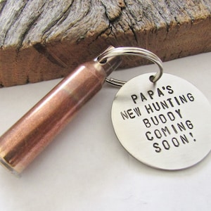 Papa's New Hunting Buddy Coming Soon Keychain for Grandpa Birth Announcement Gift Father's Day Present for Him New Baby Reveal Grandparents image 5