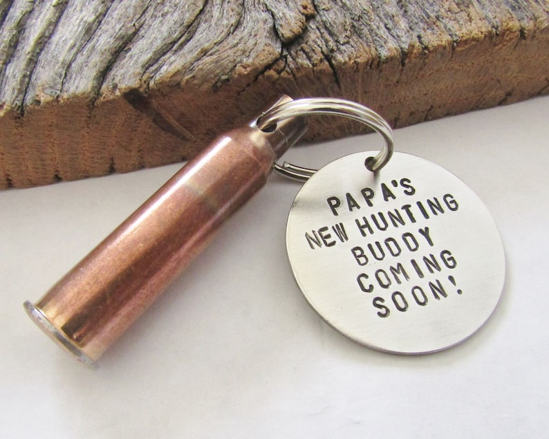 Papa's New Hunting Buddy Coming Soon Keychain for Grandpa Birth Announcement Gift Father's Day Present for Him New Baby Reveal Grandparents image 5