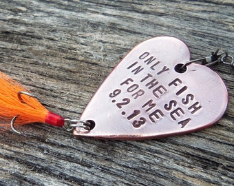 You're the Only Fish in the Sea for Me Wedding Anniversary Gift Beach Wedding Decor Sailing Sailor Boater Fishing Lure Seaside Wedding Favor